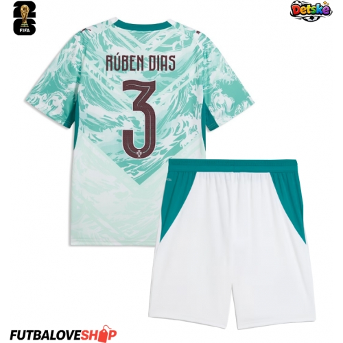 Dres Portugalsko Ruben Dias #3 Preč pre deti MS 2026 Krátky Rukáv (+ trenírky)